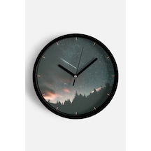 Soyut Doğa Manzara Temalı Modern Duvar Saati - 30cm - Önü Camlı Siyah Kasa - Sessiz Mekanizma-jh0086 Siyah
