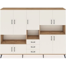 Arges Dolap 13 Raflı 3 Çekmeceli 9 Kapaklı 220x30x163 Çam-aytaşı Çam-aytaşı