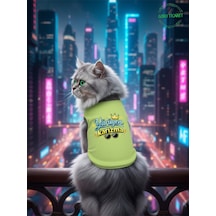 Yeşil Yürüyen Karizma Yazılı Kedi Ve Köpek Kıyafeti Tişörtü Elbisesi Small/s/beden 1