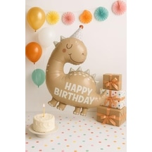 Retro Sevimli Dinazor Happy Birthday Yazılı Folyo Balon 256