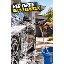 48v Şarjlı Basınçlı Yıkama Tabancası Çift Bataryalı Taşınabilir Oto Yıkama Makinesi Bahçe Sulama Seti Siyah