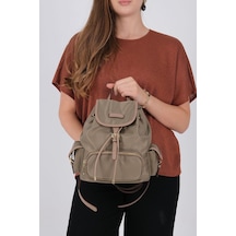 Silver Polo Sp1207 Kadın Sırt Çantası Saten Yeşil-kum