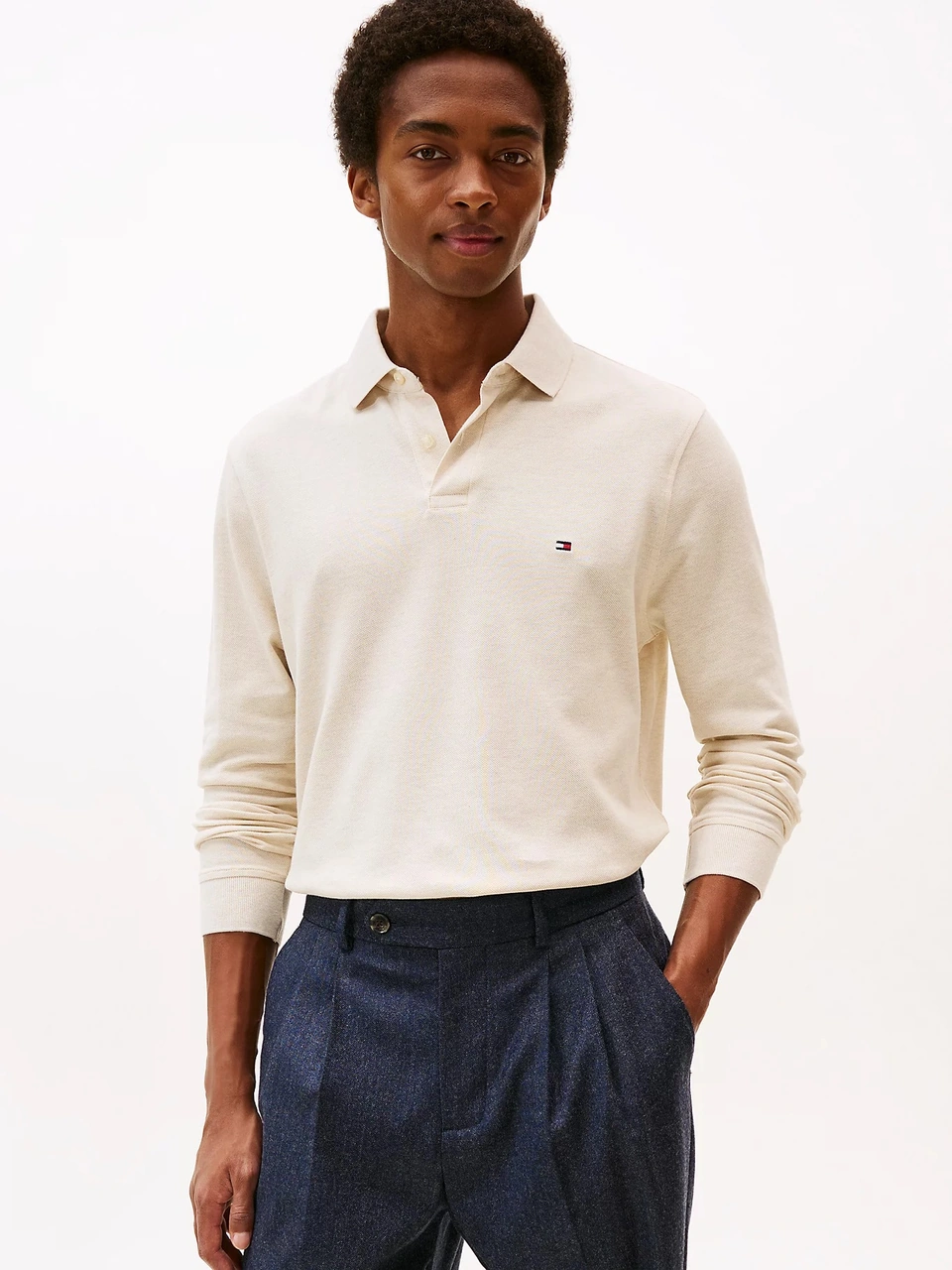 Tommy Hilfiger 1985 Regular Ls Polo Erkek Bej Polo - Mw0mw20183 Bej