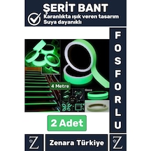 Premium Karanlıkta Işık Veren Suya Dayanıklı Ev Bahçe Merdiven Fosforlu Şerit Bant 4 Metre X 2 Adet