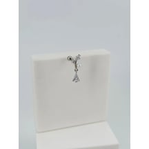 Rodyum Zirkon Taşlı Uç Kısmı : Pirinç Kıkırdak Bar Uzunluğu : 6 Mm / Bar Kalınlığı 0.8 Mm / Top Boyu 3 Mm - Pt0045 Gümüş