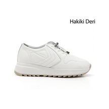 Gönderi(R) Gönderi R Beyaz Bağcıklı Dolgu Taban Hakiki Deri Sneaker Beyaz