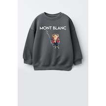 Monila Erkek Çocuk Ayıcık Baskılı 3 İplik Kumaş Pamuklu Sweatshirt Antrasit