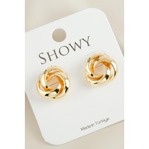 Oval - 766 - Çiçek Yeni Sezon - Spt-gld - Metal Küpe-sarı çok renkli