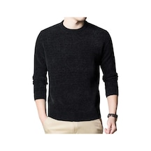 Siyah Boyun Uzun Kollu Kış Sonbahar İlkbahar Kalın Örme Tişörtü Rahat Kazak Erkekler Siyah