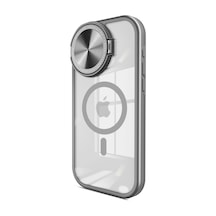 Apple iPhone Uyumlu 15 Pro Max Kılıf Teleskop Lens Magsafe Silikon Kapak - Titan Gri İtdark1714