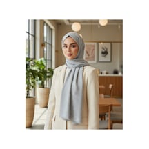 Kendinden Desenli Yaz Esintisi Krep Şal Gri