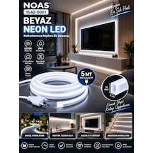 Tak Çalıştır 5 Metre Esnek Noas 6500k Beyaz Neon Led Montaj Aparatı Dahil 220v Tak Çalıştır Ip65 Esnek Hortum Led 8x16 Mm Iç Dış Mekan 6500K - Beyaz Işık