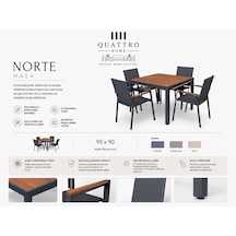 Norte 90x90 Alüminyum Bahçe Masası Ahşap Görünümlü Kare Dış Mekan Masa Uv Ve Suya Dayanıklı Açık Ahşap