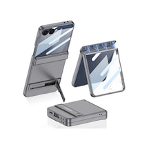 Galaxy Uyumlu Z Flip 7 Kılıf Pazarplus Kıpta Standlı Kılıf Gri