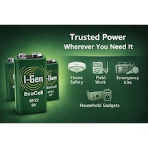 Ecocell Çinko Karbon 9v 6f22 9 Volt Pil 10'lu Paket