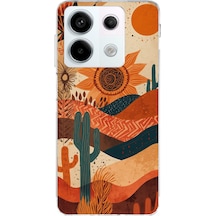 Redmi Note 13 Pro 5g Uyumlu Etnik Güneş Ve Mandala Figürlü Toprak Tonları Baskılı Silikon Kılıf Renkli