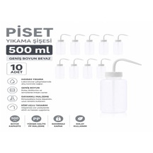 Piset 500 Ml - Yıkama Şişesi - Geniş Boyun Beyaz 10 Adet
