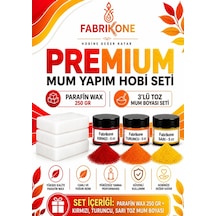 Premium Mum Yapım Hobi Seti - Parafin Wax 250 Gr - 3'lü Toz Mum Boyası Seti - Kırmızı, Turuncu, Sarı Bkfabpw2503ktsr Karışık