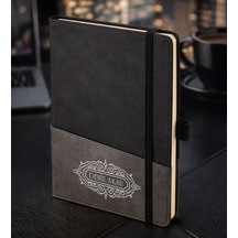 Bk Gift Kişiye Özel Siyah Termo Deri Defter -11, Kartvizit Bölmeli, Çizgili Ivory Kağıt Kobitmeyencom35992 Bk Gift