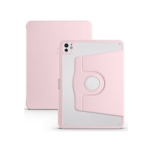 İpad Pro 11 2024 M4 A2836-a2837-a3006 Uyumlu Kalem Bölmeli Dönebilen Standlı Termik Tablet Kılıfı - Pembe - T32861