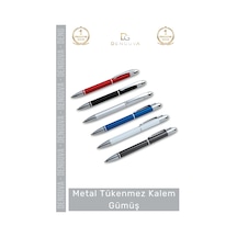 Kalem Logo Baskılı Kurumsal Hediye Promosyon Lüks Şık Prestijli Ofis Metal Tükenmez Kalem Gümüş