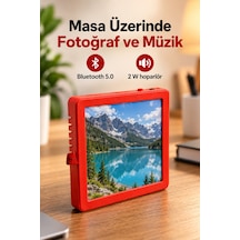 Şarj Edilebilir Müzikli Fotoğraf Çerçevesi Kırmızı Gövde Beyaz - Çok Renkli