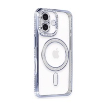 Apple İphone 16 Kılıf Joke Simli Magneticsafe Kılıf - Mavi
