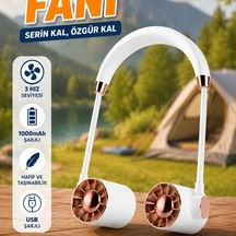 Katlanabilir Mini Boyun Fanı 1000mah Şarjlı 5 Kanatlı Turbo Rüzgar Taşınabilir Vantilatör
