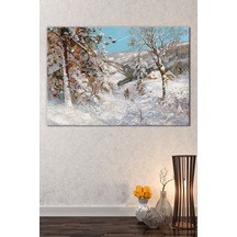 Yeni Yıl New Year Yılbaşı Kış Yağlıboya Efektli Doğa Manzara Dekoratif Kanvas Tablo (8 Farklı Ölçü) 90 x 60q