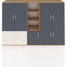 Hyperion Dolap 11 Raflı 3 Çekmeceli 7 Kapaklı 220x44x163 Çam-antr Çam-antrasit/aytaşı