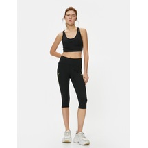 Koton Spor Tayt Çizgi Detaylı Diz Altı Yüksek Bel Dar Kesim Siyah 4sak40091nk 4SAK40091NK999 Siyah