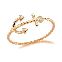 Pırlanta Deniz Çapası Altın Yüzük