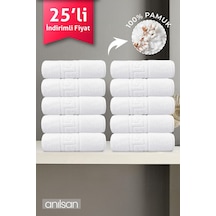 25'li Greek El Havlusu - 50x90 Cm, 225gr, %100 Pamuk, Spa Ve Otel Havlusu, Günlük Kullanıma Uygun Beyaz