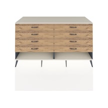 Kronos Konsol 8 Çekmeceli 176x59x99 Antrasit-aytaşı/çam Aytası/atlas Çam - Antrasıt