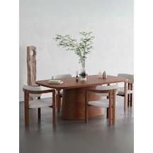 Barocco İtalyan Still Oval Ahşap Yemek Masası 100x190 Açık Ceviz