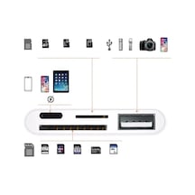 Store İphone Uyumlu Usb Lightning Micro Sd Tf Kart Okuyucu Çevirici Dönüştürücü Adaptör+microsd+sd+usb Girişler 3343