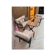 Houseart Balkon ,bahçe , Teras , Cafe ,salon , Metal Kanepe , Metal Kanepe Koltuk ,oturma Takımı 2-1-1 , Yemek Masası , Orta Masa Krem