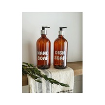 Buççin Online Mağaza 2'li Amber Cam Sıvı Sabun Bulaşık Deterjanı Şişesi 500ml Dekoratif Cam Çok Renkli