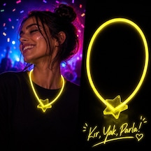 Fosforlu Yıldız Parti Kolyesi Neon Işıklı Kolye Sarı Renk Diğer
