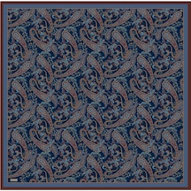 BELLİ Saf İpek Eşarp 4101d Twill İpek - 90 X 90 / Bordo - Mavi Bordo - Mavi