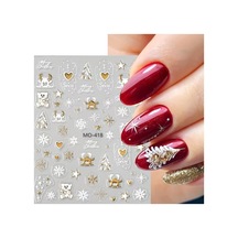 Çam Ağacı Kar Tanesi Yılbaaşı Yeni Yıl Noel 3d Tasarım Yapışkan Sticker Tırnak Dövmesi Nail Art-418