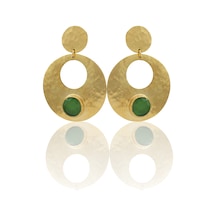 Kadir Jewellery 22 Ayar Altın Kaplama Vintage Küpe -el İşçiliği Ve Hipoalerjenik Küpe Yeşil 94398145