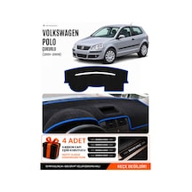 Volkswagen Polo Çukurlu 2001-2009 Uyumlu Torpido Örtüsü, Torpido Kılıfı - Siyah-mavi - Vw019