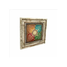 4 Mevsim Ağaç Baskılı Taş Tablo 25x25
