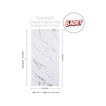 30x60 Cm Kendinden Yapışkanlı Duvar,banyo,tezgah Arası Kaplama Açık Mermer Desen 6 Adet 30 X 60 Cm