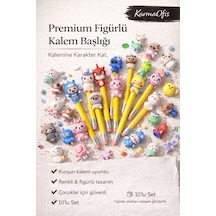 Premium Figürlü Kurşun Kalem Başlığı 10 Lu Set Renkli, Eğlenceli & Rastgele Figürlü Çok Renkli10