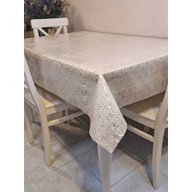 Ithal Pvc Muşamba - Desenli Silinebilir Masa Örtüsü 07iz04 Bej