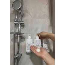 Duvara Asmalı Kilitli Aparatlı 3 Lü Banyo Seti Şampuan Duş Jeli Ve Saç Kremi Plastik Şişesi 400 Ml 6 Beyaz