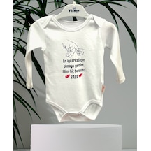 Özel Tasarım Elimi Bırakma Baba %100 Doğal Pamuk Organik Baskılı Çıtçıtlı Uzun Kollu Body Zıbın Bebek Badi-beyaz
