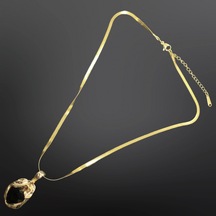 9012218628205 - Siyah Onyx Doğal Taşlı Antialerjik, 316l Çelik Gold Renk Kolye - Gizemli Şıklık Gold